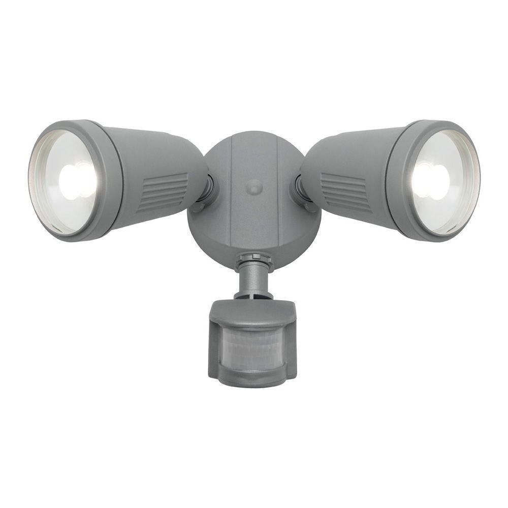 Mercator OTTO - 24W LED Twin Head Exterior Security PC Spotlight With Sensor IP54 - 4000K-Mercator-Ozlighting.com.au