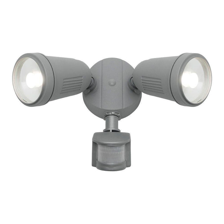 Mercator OTTO - 24W LED Twin Head Exterior Security PC Spotlight With Sensor IP54 - 4000K-Mercator-Ozlighting.com.au