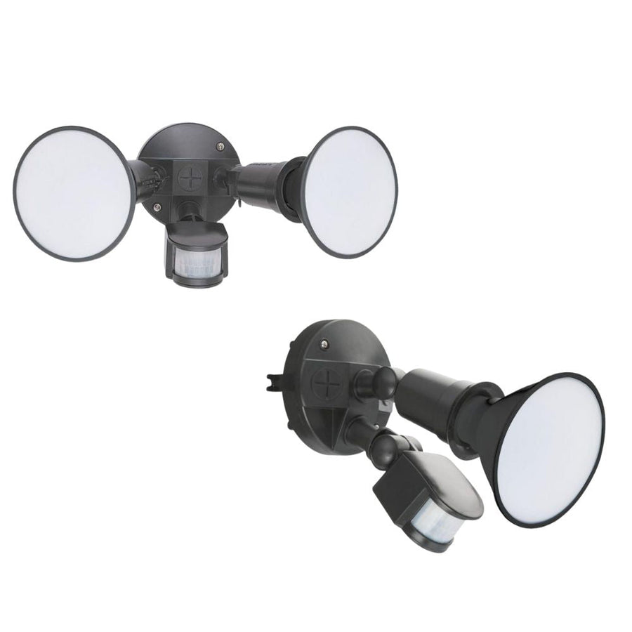 Mercator SANDERS - 12W/24W LED PAR38 Single Head/Twin Head Exterior Security PC Spotlight With Sensor IP44 - 5700K-Mercator-Ozlighting.com.au