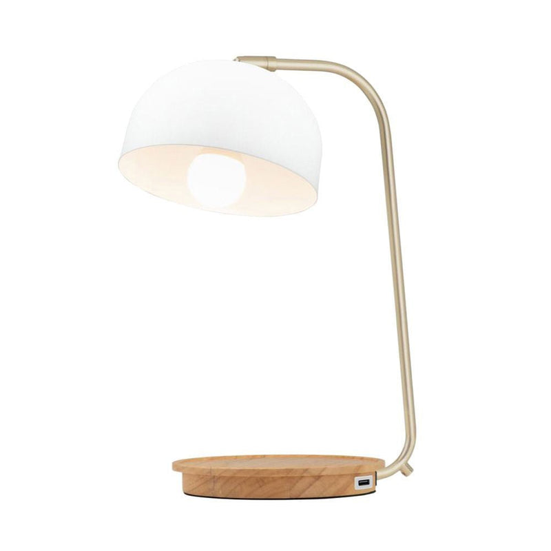 Mercator USB LAMP - Wooden Base Desk Lamp with USB Charging Port-Mercator-Ozlighting.com.au