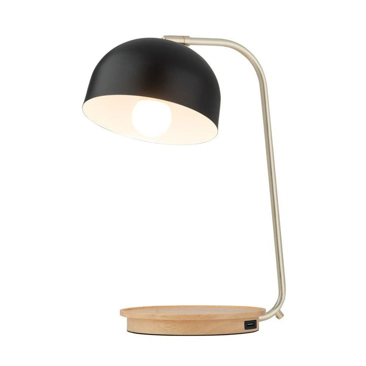 Mercator USB LAMP - Wooden Base Desk Lamp with USB Charging Port-Mercator-Ozlighting.com.au