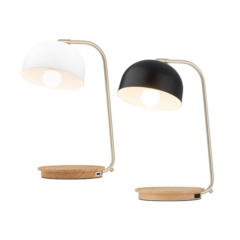 Mercator USB LAMP - Wooden Base Desk Lamp with USB Charging Port-Mercator-Ozlighting.com.au