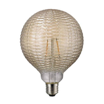 Nordlux AVRA-WS-G125 - 1.5W LED G125 Spherical Decorative Filament Woven Stripes Amber Glass Globe 2000K - E27-Nordlux-Ozlighting.com.au