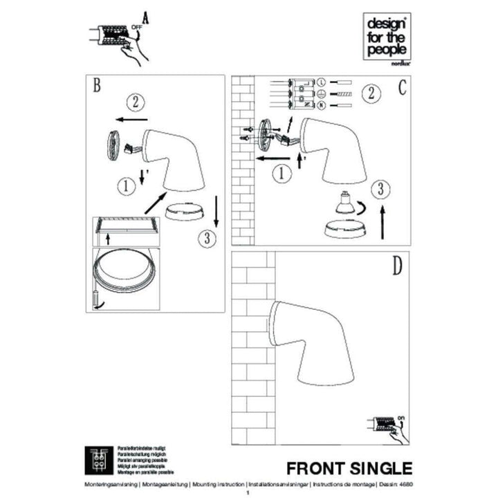 Nordlux FRONT-SINGLE Exterior Wall Light IP44-Nordlux-Ozlighting.com.au