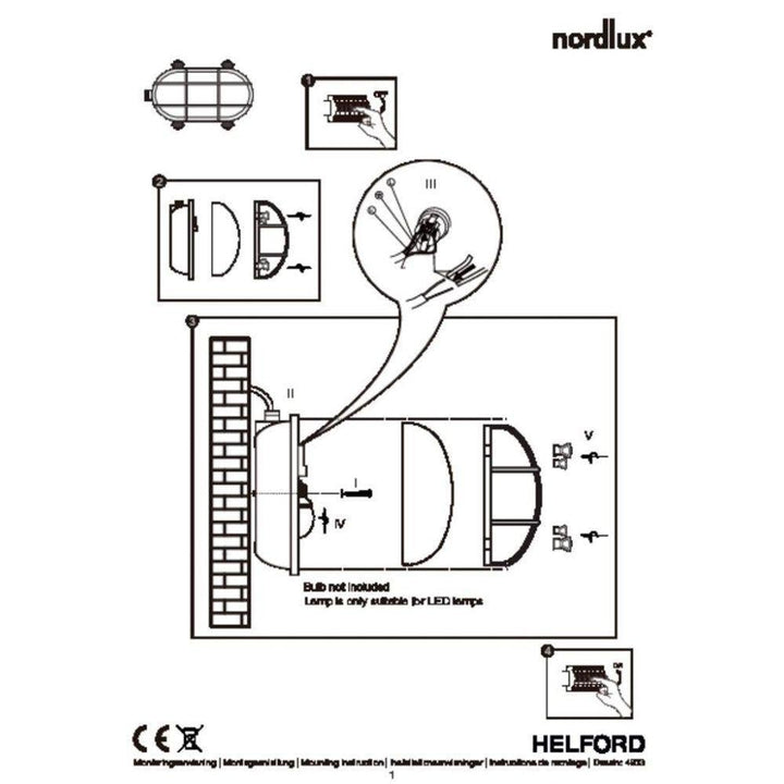 Nordlux HELFORD - Exterior Marine Solid Brass Oval Bunker Wall/Ceiling Light IP64-Nordlux-Ozlighting.com.au