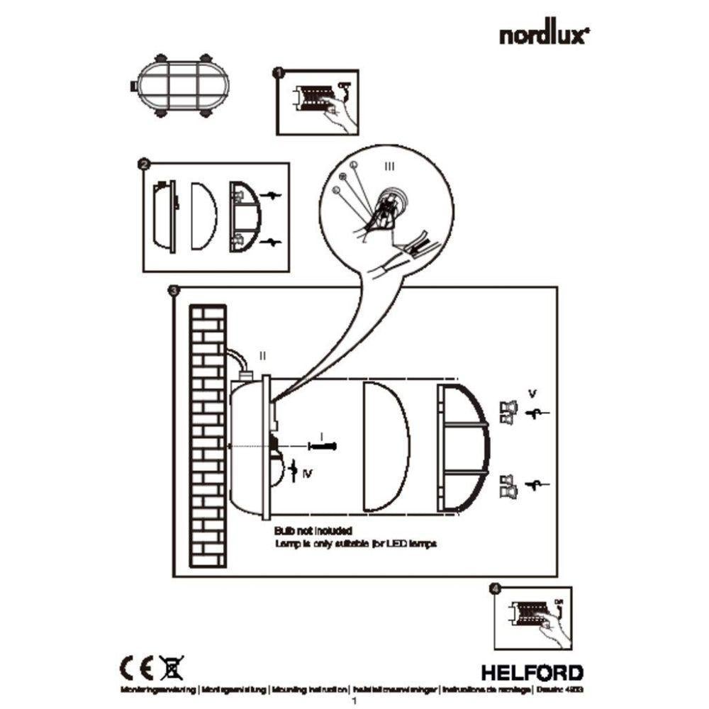 Nordlux HELFORD Outdoor Marine Solid Brass Oval Bunker - Wall/Ceiling Light IP64-Nordlux-Ozlighting.com.au