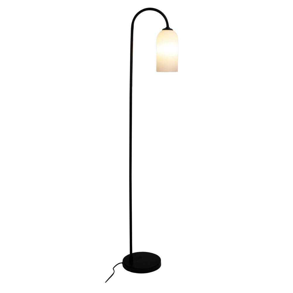Oriel ARLINGTON Floor Lamp - Black Metal, with Opal Matte Glass Shade-Oriel Lighting-Ozlighting.com.au
