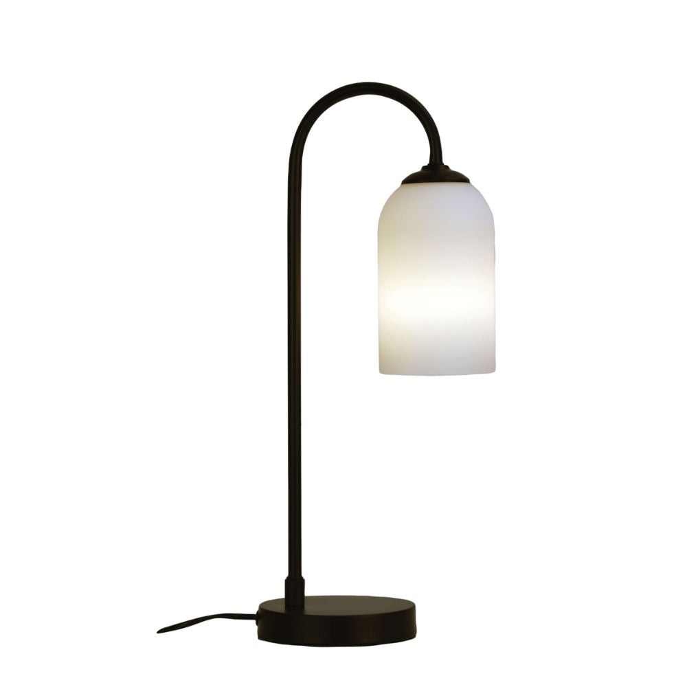 Oriel ARLINGTON Table Lamp - Black Metal, with Opal Matte Glass Shade-Oriel Lighting-Ozlighting.com.au