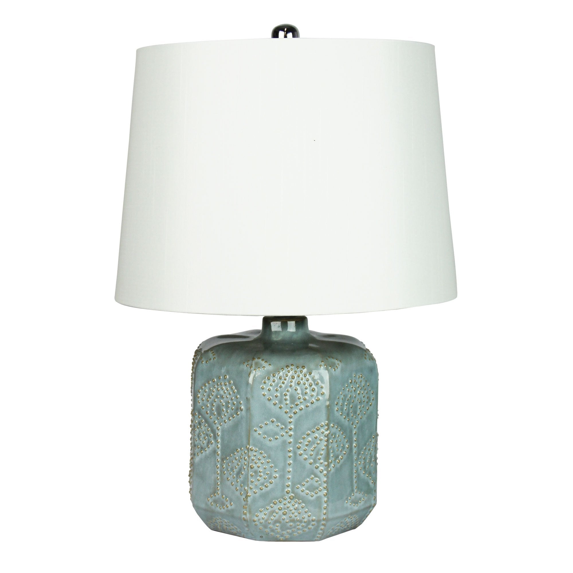 Oriel BIKKI - Embossed Ceramic Lamp with Harp Shade-Oriel Lighting-Ozlighting.com.au