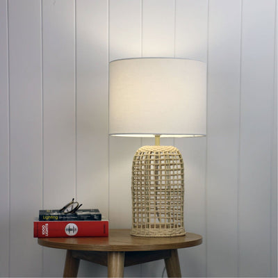 Oriel BRIZO - Rattan Table Lamp Base with Shade-Oriel Lighting-Ozlighting.com.au