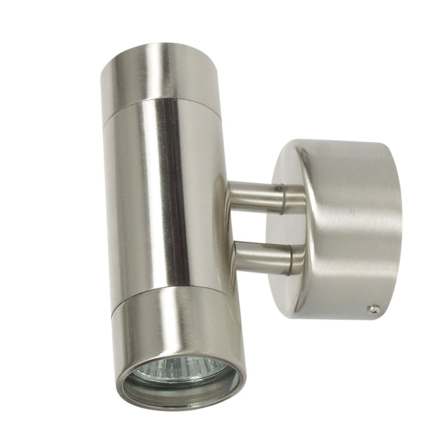 Oriel COMMA - 2 Light Up-Down Brushed Chrome Outdoor Wall Light IP44-Oriel Lighting-Ozlighting.com.au