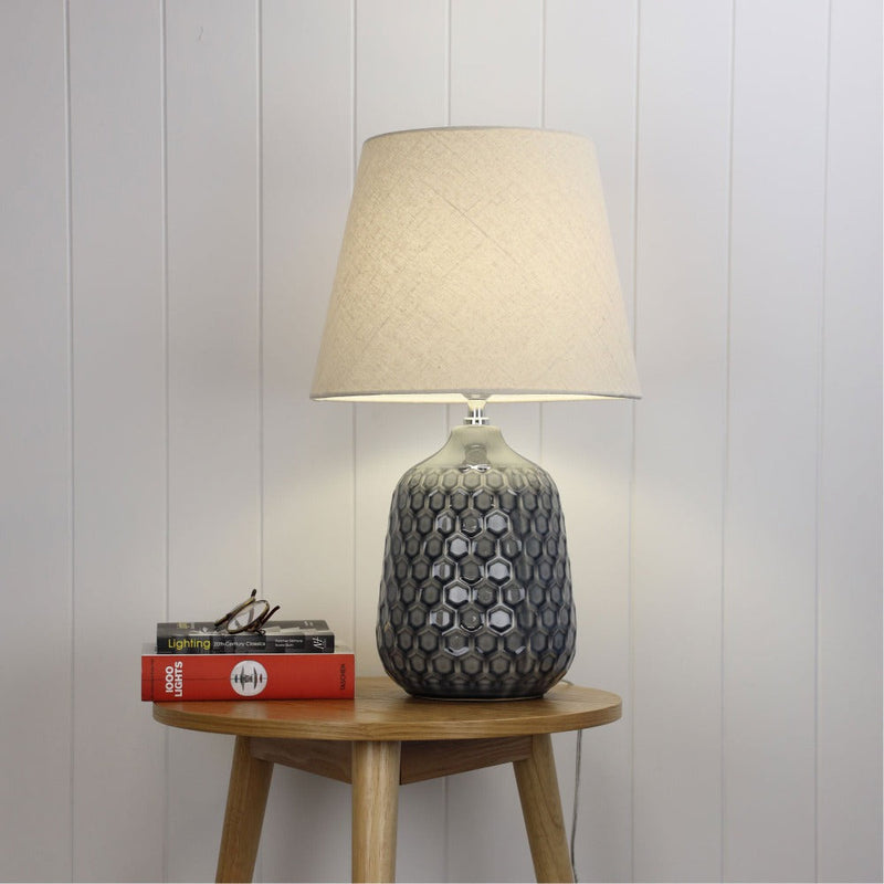 Oriel DARIA - Ceramic Table Lamp with Shade-Oriel Lighting-Ozlighting.com.au