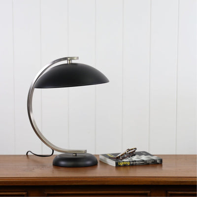 Oriel DECO - Black Brushed Chrome Table Lamp-Oriel Lighting-Ozlighting.com.au