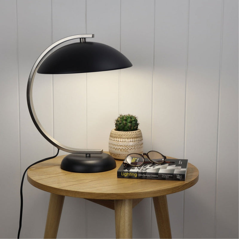 Oriel DECO - Black Brushed Chrome Table Lamp-Oriel Lighting-Ozlighting.com.au