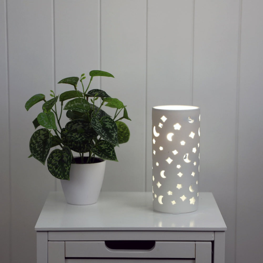 Oriel DIANNA Lamp - 25W, Ceramic, with Floral Or Astral Pattern-Oriel Lighting-Ozlighting.com.au