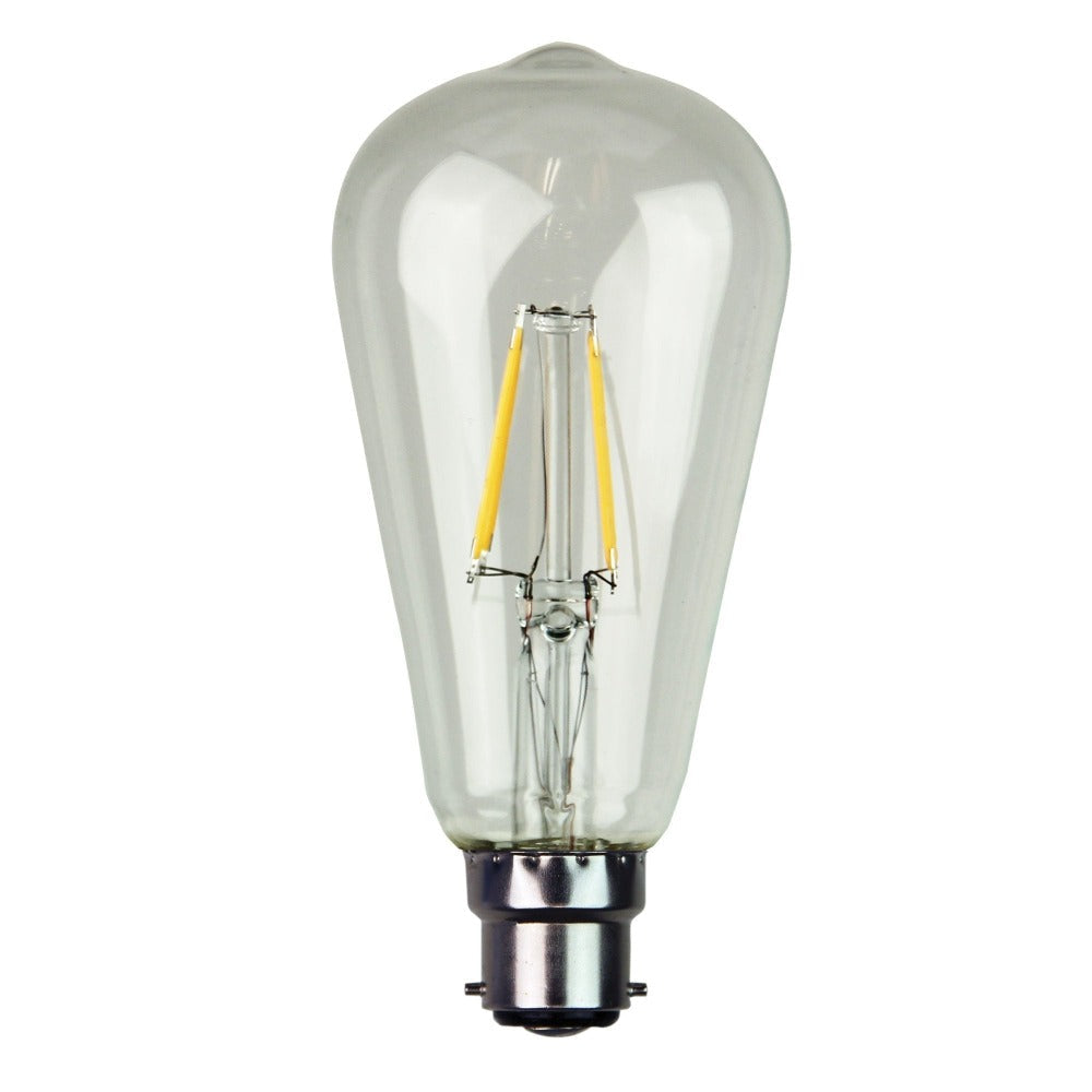Oriel GLOBE-LF-ST64 LED Globe - 4W, Dimmable Pear ST64 Shape Filament Clear, 2700K, B22/E27-Oriel Lighting-Ozlighting.com.au
