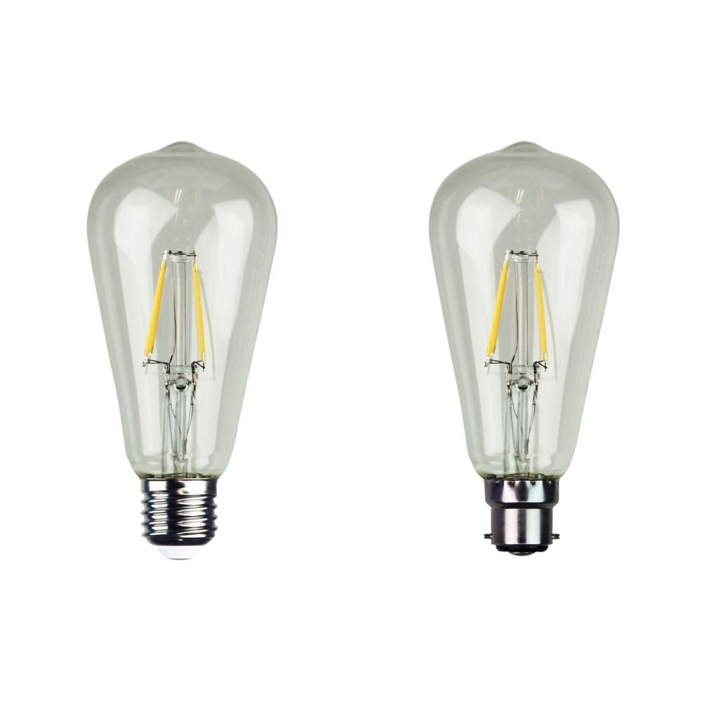 Oriel GLOBE-LF-ST64 LED Globe - 4W, Dimmable Pear ST64 Shape Filament Clear, 2700K, B22/E27-Oriel Lighting-Ozlighting.com.au
