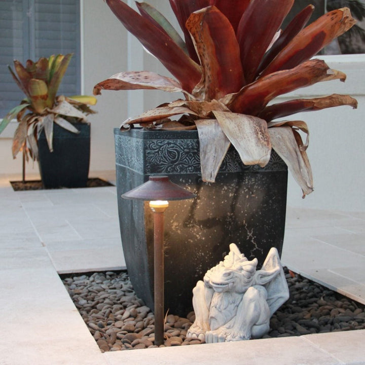 Oriel GOYA - G4 12V DC Exterior Hooded Spike Path Light IP44 Copper - DRIVER REQUIRED-Oriel Lighting-Ozlighting.com.au