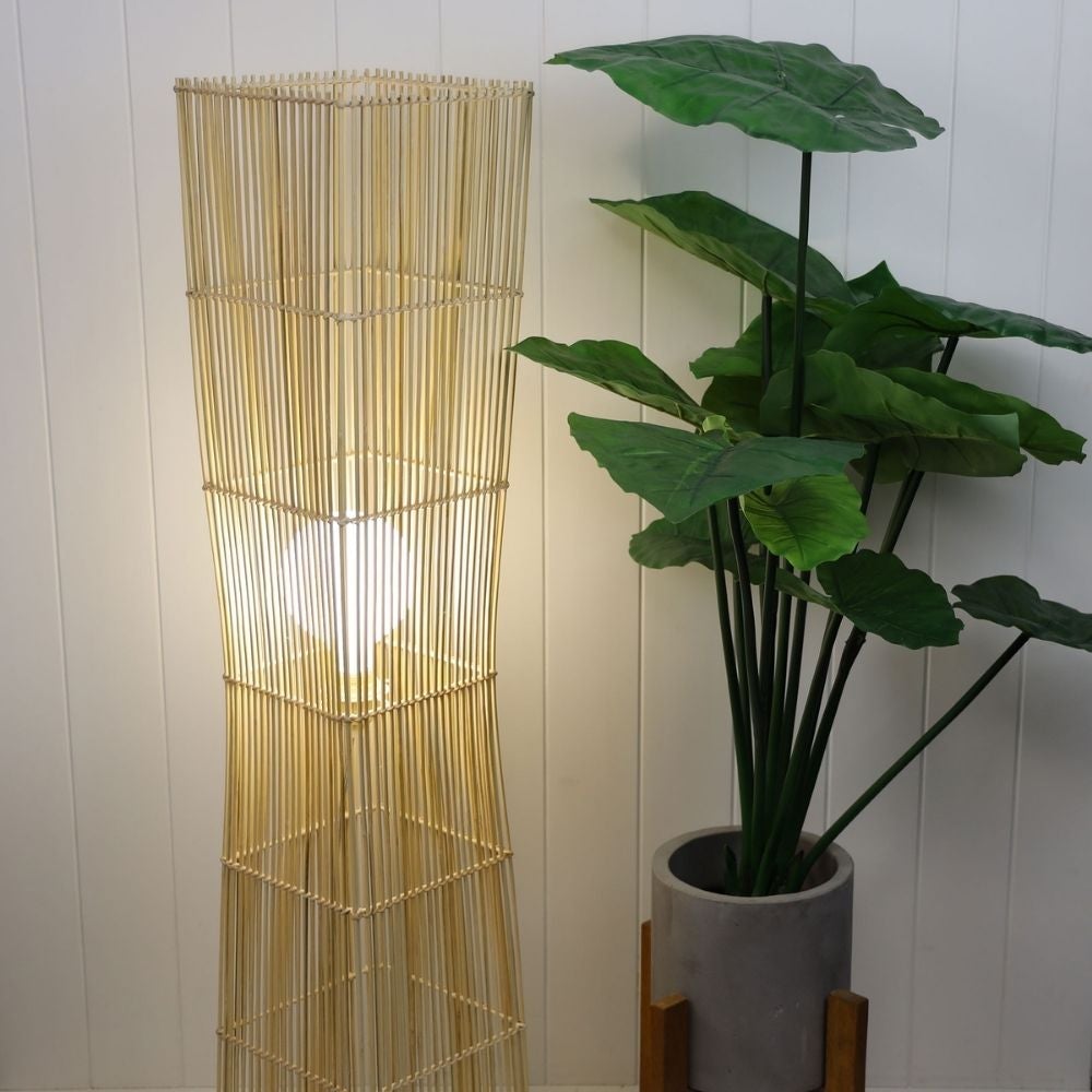Oriel JAMBI Floor Lamp - Rattan Cane-Oriel Lighting-Ozlighting.com.au