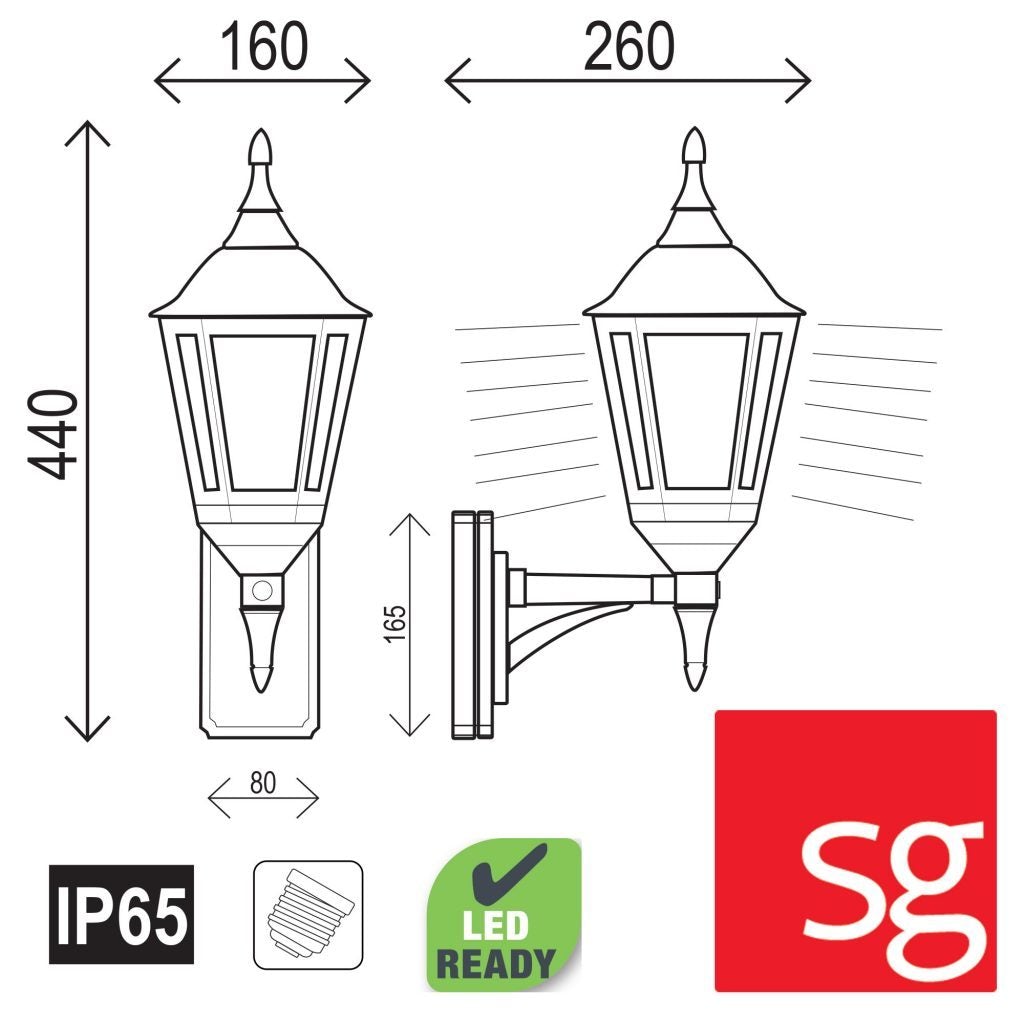 Oriel JAVA - Upward Facing Exterior Wall Coach Light IP44-Oriel Lighting-Ozlighting.com.au