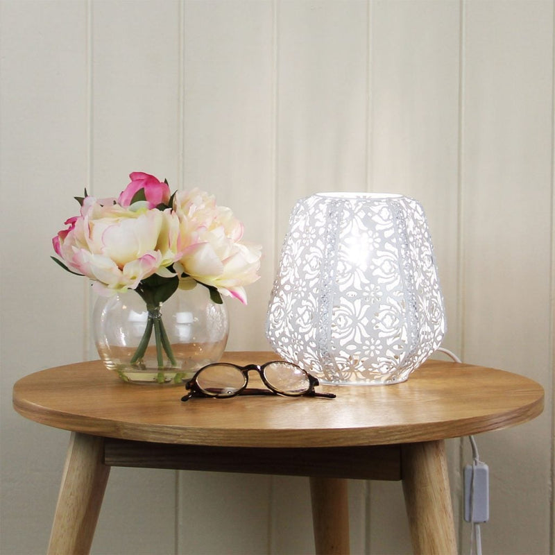 Oriel LACE - Floral Laser Cut Metal Table Lamp-Oriel Lighting-Ozlighting.com.au