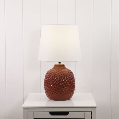 Oriel LILIA - Pink Textured Ceramic Table Lamp-Oriel Lighting-Ozlighting.com.au