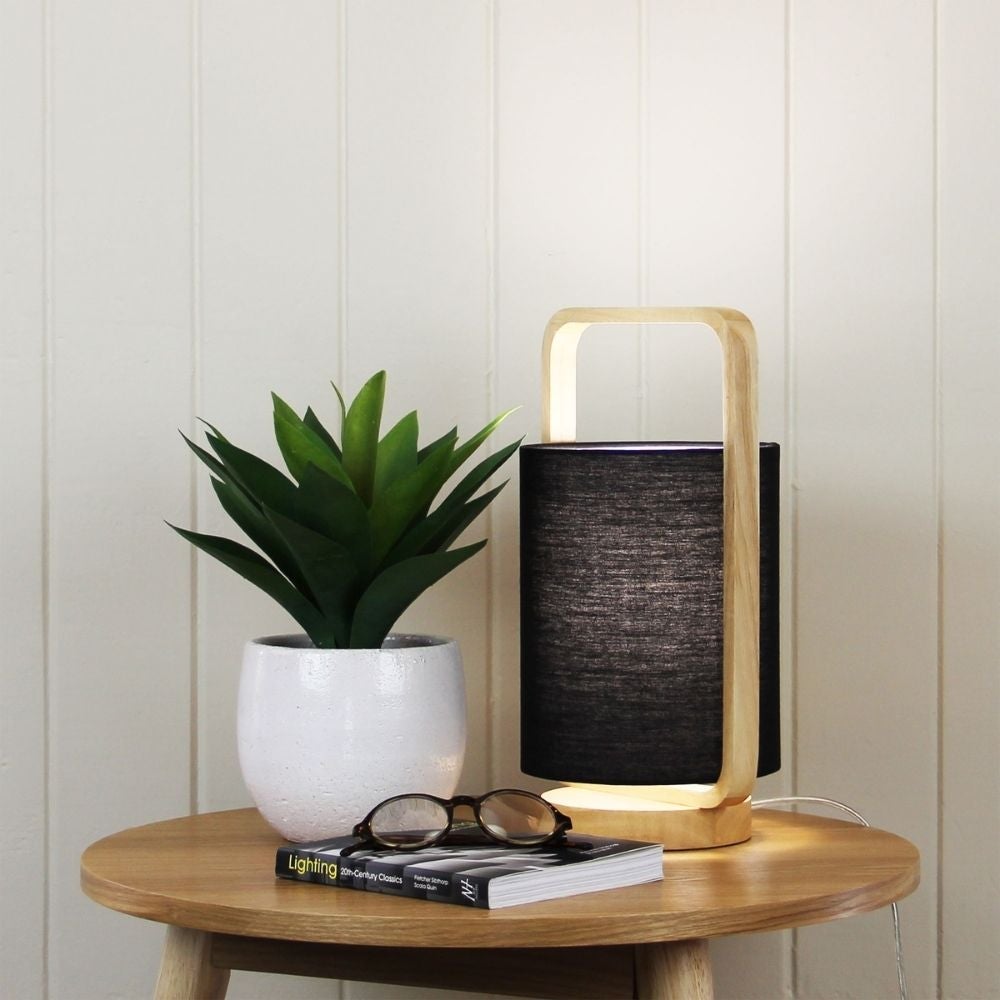 Oriel LUCIA Table Lamp - Natural Timber and Cotton-Oriel Lighting-Ozlighting.com.au
