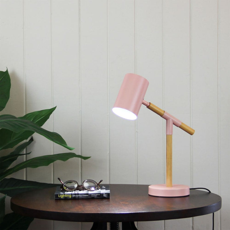 Oriel LUDO - LED Pink Beech Timber Scandi Task Lamp-Oriel Lighting-Ozlighting.com.au