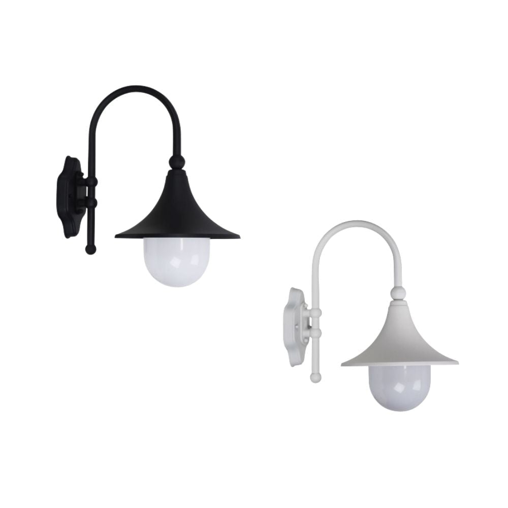 Oriel MOCA Outdoor Wall Light - 1 Light Curved Arm Downward, IP44-Oriel Lighting-Ozlighting.com.au