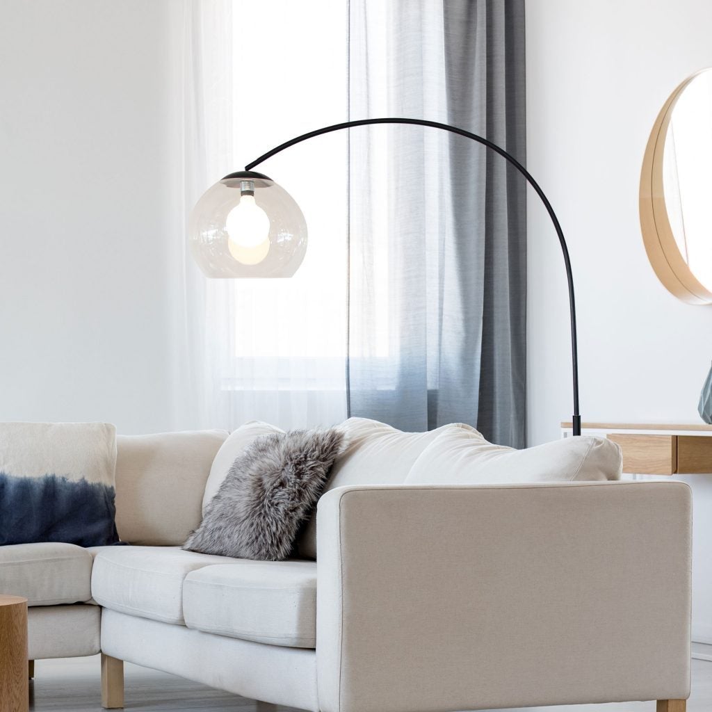 Oriel OVER Arc Floor Lamp - Acrylic Shade, E27-Oriel Lighting-Ozlighting.com.au