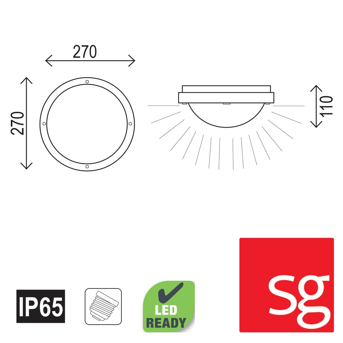 Oriel PRIMO - Premium Outdoor Exterior Bulkhead Bunker Ceiling Light IP65-Oriel Lighting-Ozlighting.com.au
