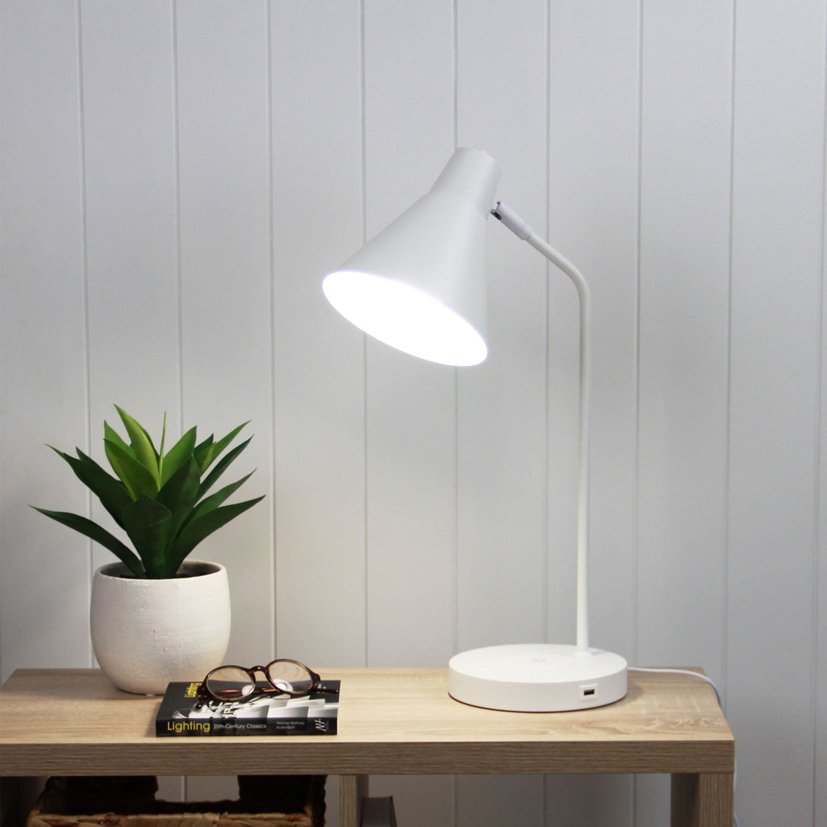 Oriel TARGA Desk & Table Lamp - with USB Socket and Wireless Charging-Oriel Lighting-Ozlighting.com.au