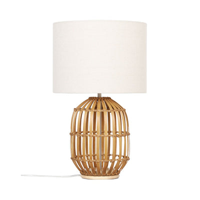 Oriel TEGAL - Bamboo Table Lamp With Beige Linen Shade-Oriel Lighting-Ozlighting.com.au