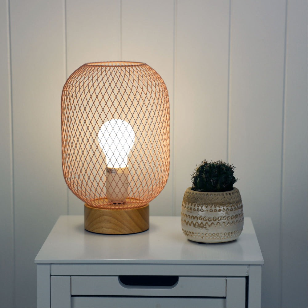 Oriel TILDA Table Lamp - Mesh, Pink-Oriel Lighting-Ozlighting.com.au