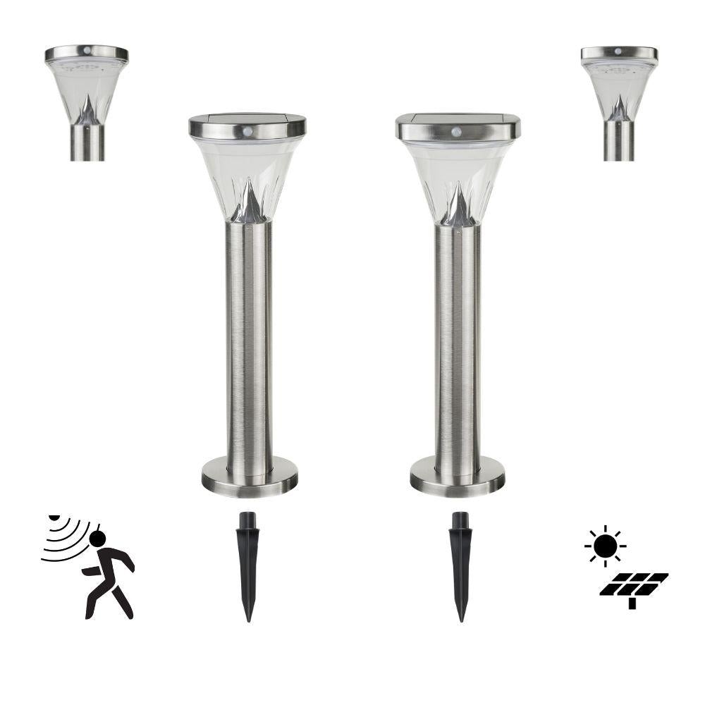 Solar Lighting Direct SLDBL0026/27 Solar LED Spike Light - 2.6W IP44 Bollard, Sensor Stainless Steel, 3000K-Solar Lighting Direct-Ozlighting.com.au