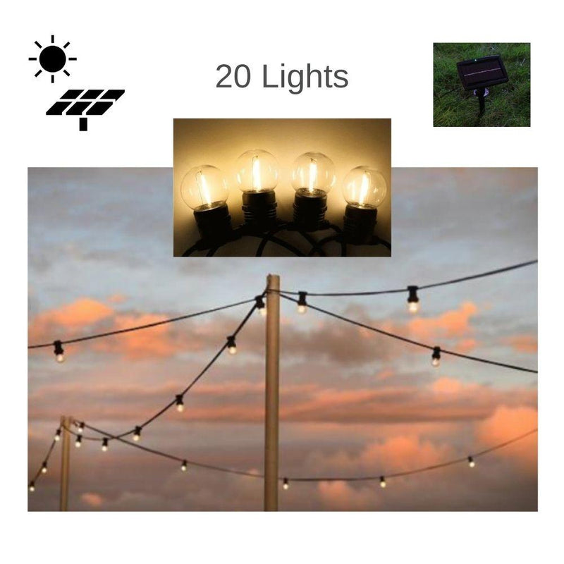 Solar Lighting Direct SLDFES-20W - Solar Powered 20 Light 1W IP65 LED Festoon Light Kit 3000K-Solar Lighting Direct-Ozlighting.com.au