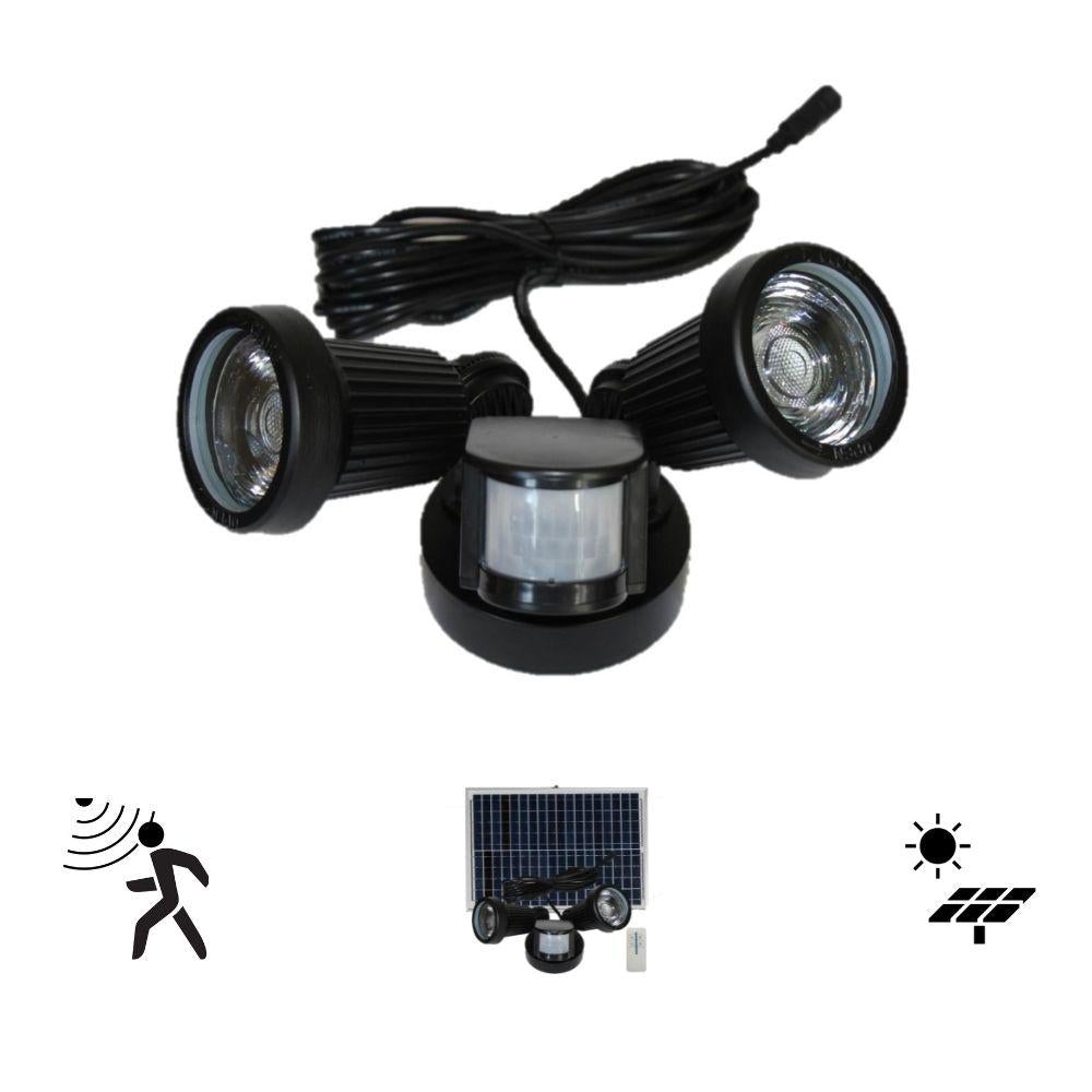 Solar Lighting Direct SLDFL25W Solar LED Floodlight - 2x5W, Sensor, Remote Control, IP65, 6000K-Solar Lighting Direct-Ozlighting.com.au