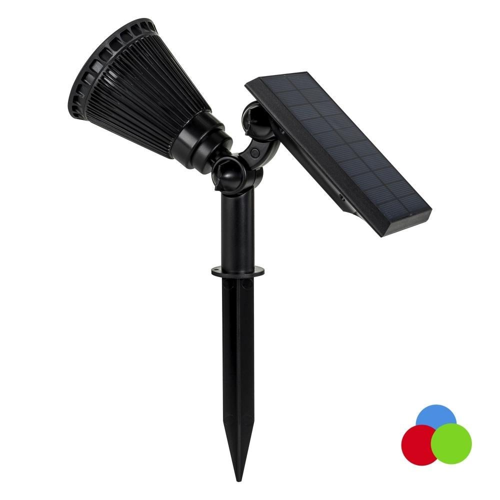 Solar Lighting Direct SLDGS0053-RGB Portable Solar LED Garden Spike Light - 2W, Attached Panel IP44 Colour Change-Solar Lighting Direct-Ozlighting.com.au