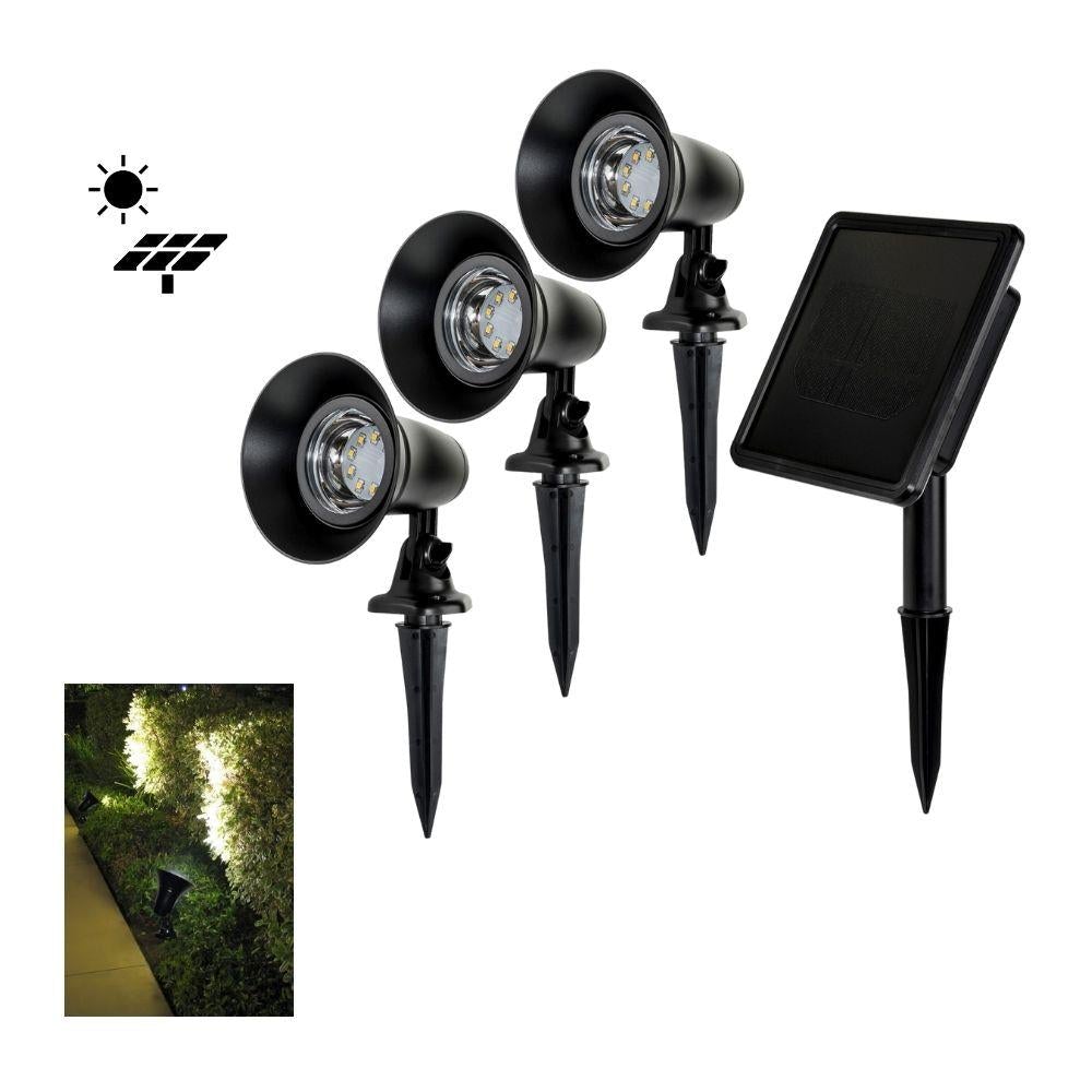 Solar Lighting Direct SLDGSK0054 Portable Solar LED Garden Spike Light Kit - 3 Pack, Remote Solar Panel IP44 3000K-Solar Lighting Direct-Ozlighting.com.au