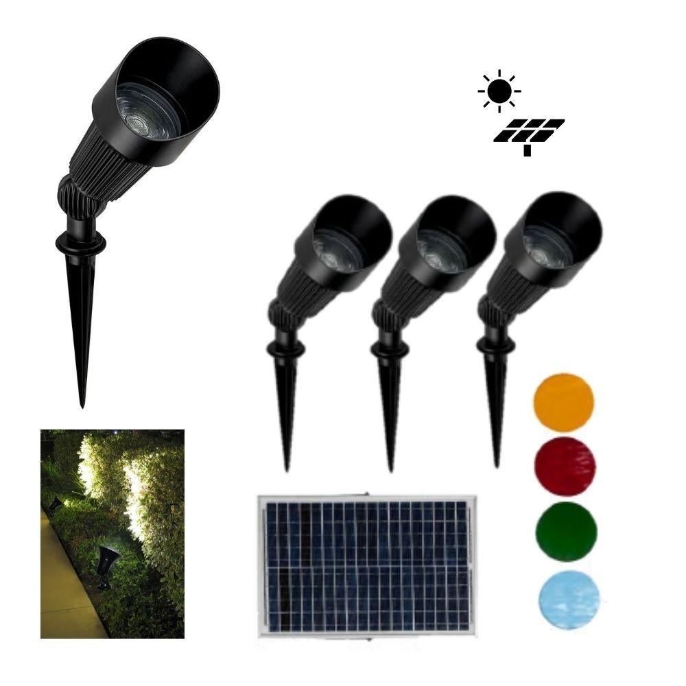 Solar Lighting Direct SLDGSK0055 Portable Solar LED Garden Spike Light Kit - 3 Pack, Remote Solar Panel IP65 6000K-Solar Lighting Direct-Ozlighting.com.au