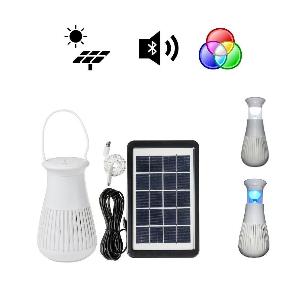 Solar Lighting Direct SLDL0813-BT Solar Powered Portable Bluetooth Speaker Multi-Purpose LED Lantern - 3W, Lamp Camping Light IP20 5000K+RGB-Solar Lighting Direct-Ozlighting.com.au