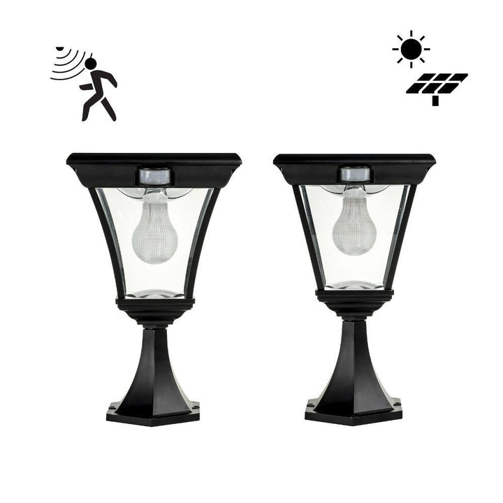 Solar Lighting Direct SLDPIL0008A/18A - Solar Powered 6.2W IP44 LED Flat Top Traditional Exterior Pillar Light With Sensor 5000K-Solar Lighting Direct-Ozlighting.com.au