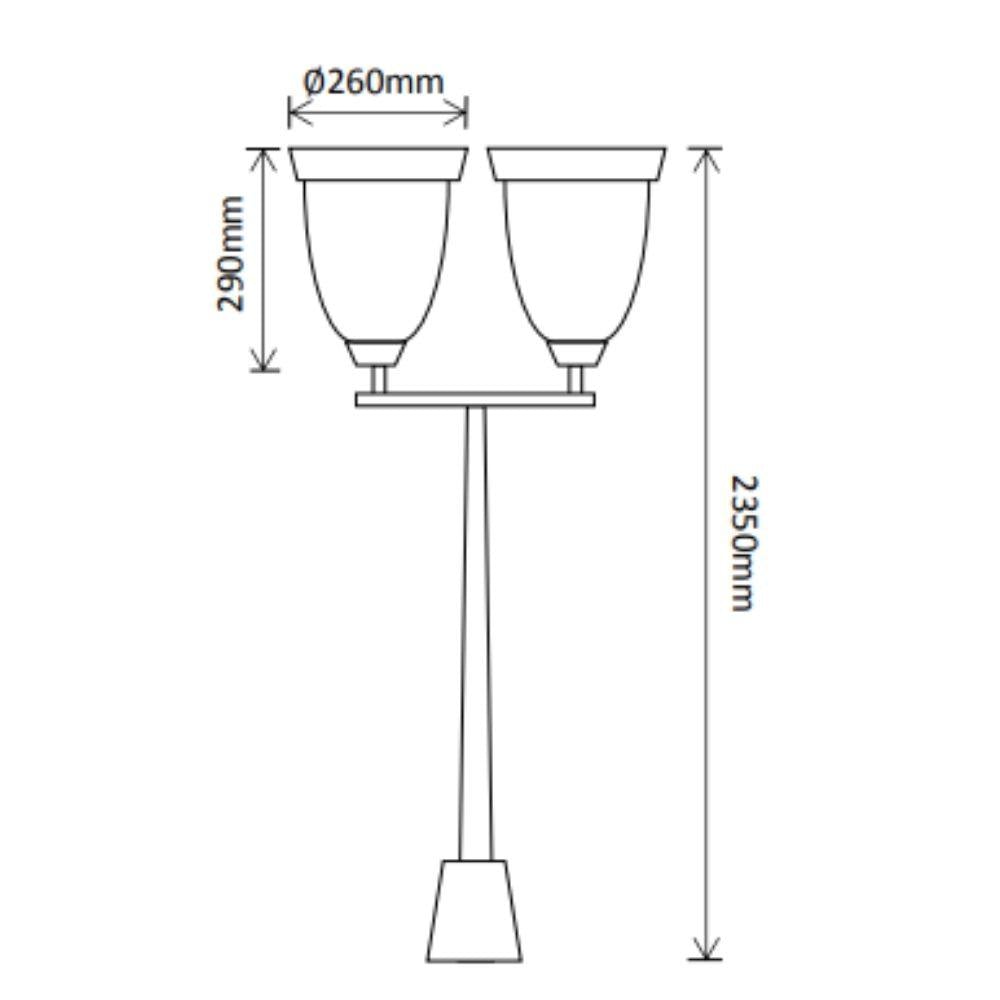 Solar Lighting Direct SLDPL0007B Solar LED Outdoor Post Light - 12.4W IP44 Traditional Twin, Sensor 5000K-Solar Lighting Direct-Ozlighting.com.au