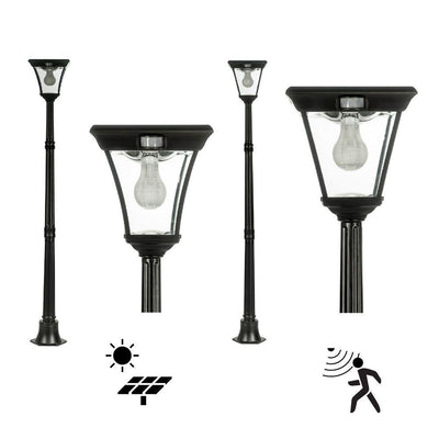 Solar Lighting Direct SLDPL0008A/18A - Solar Powered 6.2W IP44 LED Flat Top Traditional Exterior Single Post Light With Sensor 5000K-Solar Lighting Direct-Ozlighting.com.au