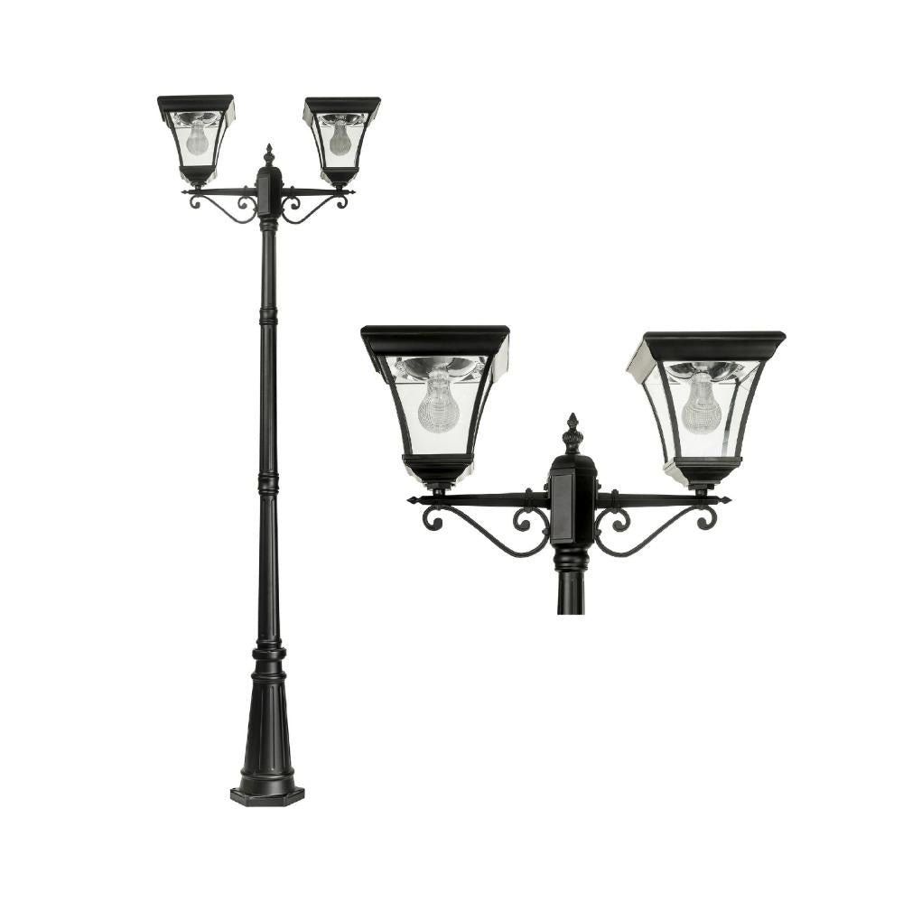 Solar Lighting Direct SLDPL0008B/18B - Solar Powered 12.4W IP44 LED Flat Top Traditional Exterior Twin Post Light With Sensor 5000K-Solar Lighting Direct-Ozlighting.com.au
