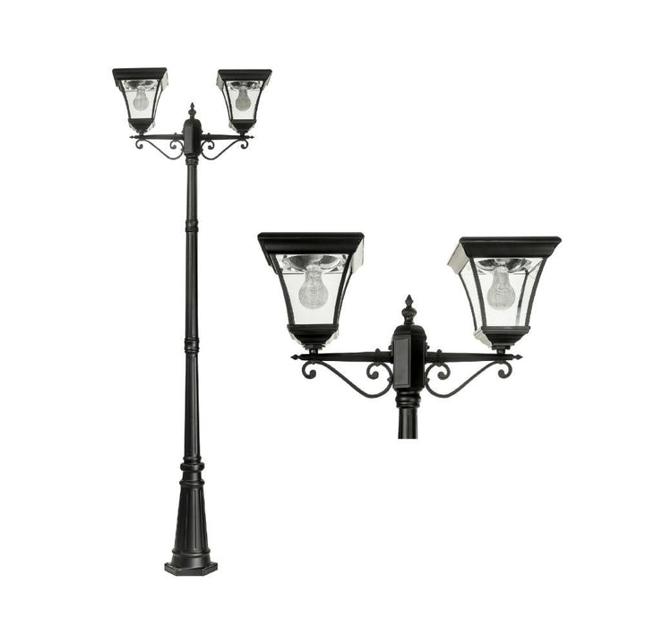 Solar Lighting Direct SLDPL0008B/18B - Solar Powered 12.4W IP44 LED Flat Top Traditional Exterior Twin Post Light With Sensor 5000K-Solar Lighting Direct-Ozlighting.com.au