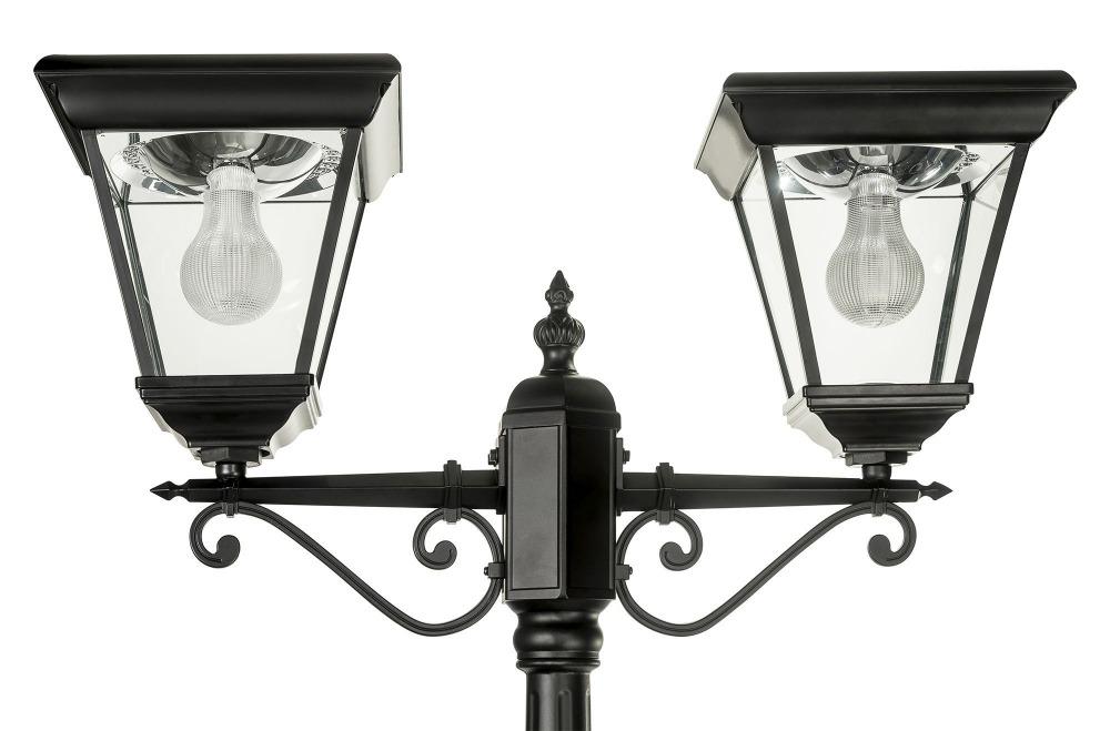 Solar Lighting Direct SLDPL0008B/18B - Solar Powered 12.4W IP44 LED Flat Top Traditional Exterior Twin Post Light With Sensor 5000K-Solar Lighting Direct-Ozlighting.com.au