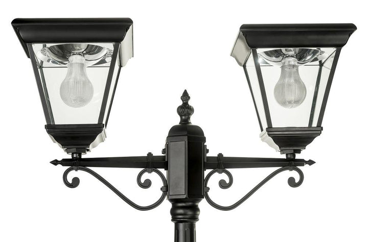 Solar Lighting Direct SLDPL0008B/18B - Solar Powered 12.4W IP44 LED Flat Top Traditional Exterior Twin Post Light With Sensor 5000K-Solar Lighting Direct-Ozlighting.com.au