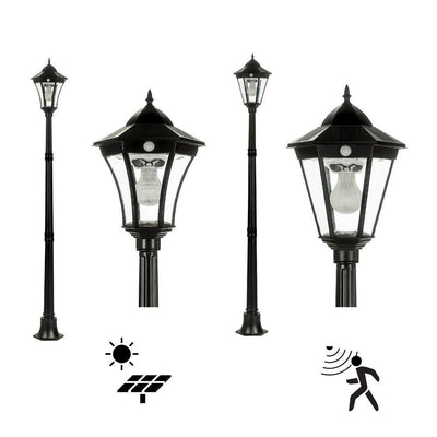 Solar Lighting Direct SLDPL0009A/12A - Solar Powered 3.8W IP44 LED Traditional Exterior Single Post Light With Sensor 5000K-Solar Lighting Direct-Ozlighting.com.au
