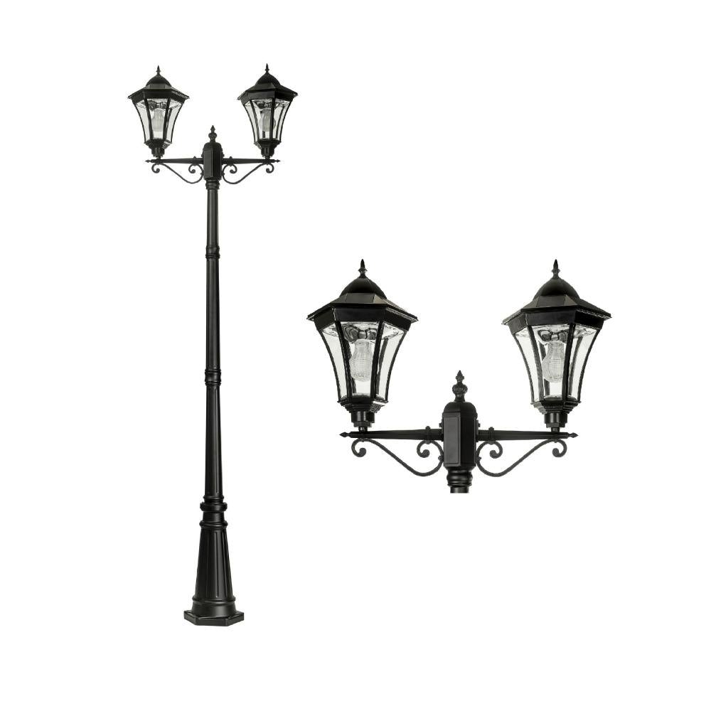 Solar Lighting Direct SLDPL0009B/12B Solar LED Outdoor Post Light - 7.6W IP44 Traditional Twin, Sensor 5000K-Solar Lighting Direct-Ozlighting.com.au